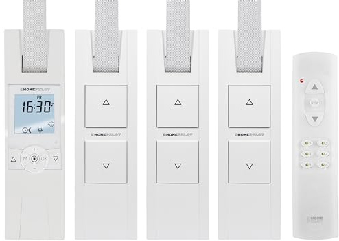 HOMEPILOT elektrische Gurtwickler Starterset für 4 Rollläden/Fenster | Smarte Rolladensteuerung mit 4x RolloTron Rolladenantrieb + Fernbedienung
