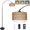 Lámpara de arco lámpara de pie de salón, lámpara de pie de ratán con mando a distancia y bombilla LED, app control, lámpara de pie vintage con doble pantalla, lámpara de pie boho para dormitorio