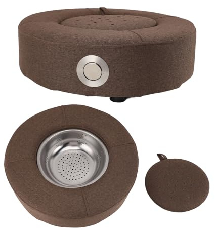 Moxibustion-Pad, Drehbar, Temperaturregelung, Rund, Warmer Moxa-Kegel-Box-Halter, Moxibustion-Sitzstuhl (BROWN)