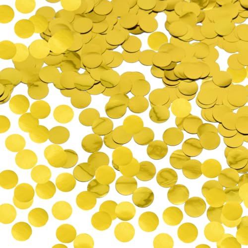 Ruidee 50g/1.76oz Konfetti aus Metallfolie 15mm Rund Papier Konfetti Glitzer Streudeko Dekoration Tischkonfetti Deko für Ballon,Hochzeiten,Geburtstagen (YZX/Gold)