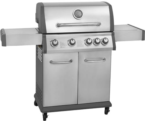 Premium 4+1 Burner Gas BBQ Grill & Ignition - Portable Garden Cooking Easy Clean
