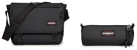 EASTPAK - Delegate + - Umhängetasche, 20 L, Black (Schwarz) & BENCHMARK Single - Federmäppchen, Black (Schwarz)