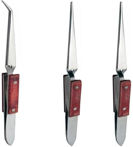 Fiber Grip Soldering Tweezers- Soldering Tweezer Set, (Bundle Set of 3) Cross Lock Set 6.5 Solder Tweezer 45-Degree Angle, 6 Solder Tweezers Approx. 90-Degree Angle & 6.5 Straight