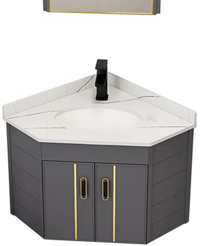 VSTQNXR Waschbecken Mit Unterschrank Hängend Gäste Wc Waschbecken Mit Unterschrank Eckschrank-Badezimmerschrank Mit Waschbecken, Wandmontage-Waschbecken Für Kleinen Raum(Color:Wit,Size:55cm/21.6in)