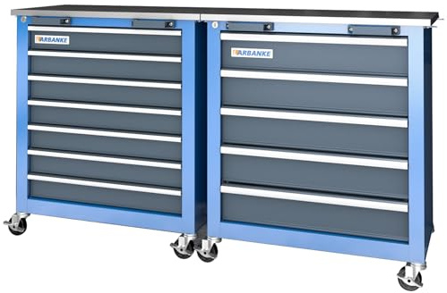 LARBANKE Combination Tool Cabinet, 7-Drawer and 5-Drawer Tool Chest for Connected Use, Rolling Storage With 360° Brake Wheels and Padded Feet for Home, Office