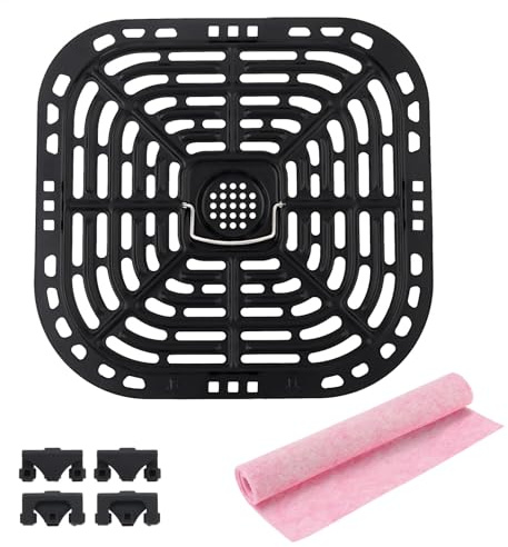 Air Fryer Grill Plate, Air Fryer Grill Pan Tray Rack Part with Rubber Feet for Instants Pot Vortex Plus 6QT, Air Fryer Accessories for Instants Gourmia GAF735 6QT Air Fryer,Non-Stick, Dishwasher Safe
