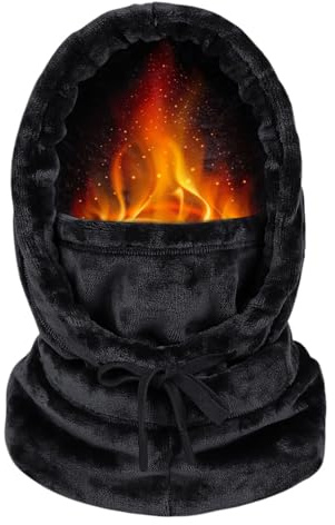 JFAN Cappelli Invernali da Donna Berretto Donna con Sciarpa in Pile Caldo Cappello con Coulisse Regolabile Nero
