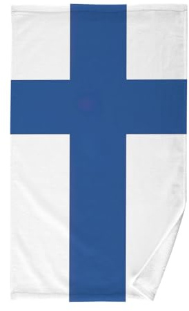 CHIFIGNO Handtuch mit Finnland-Flagge, Baumwolle, Badezimmer-Handtücher für Badezimmer, Küche, Hotel, Spa, dekorative niedliche Küchentücher, weiche Waschlappen, 40,6 x 71,1 cm