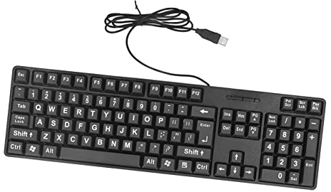 Tbest Wired Large Print Keyboard for Elderly 104 Keys Large Character Plug And Play USB Keyboard ABS Wired Keyboard for Laptop,Computer Accessories & Peripherals Keyboard, Mouse And