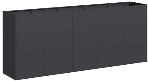 vidaXL Jardinera de Acero Laminado en frío Negro 200x40x80 cm, macetero, Soporte para Plantas, lecho Elevado, Soporte para jardineras