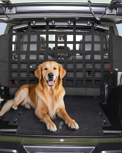 VEVOR Dog Car Barrier, Mesh Cargo Pet Net for Jeep Wrangler JK 2007-2017 JL 2018-2024, Vehicle Pet Barrier Fits Behind Rear Seat Cargo Area, Scratch and Tear-Resistant Polyester Mesh, Easy to Install