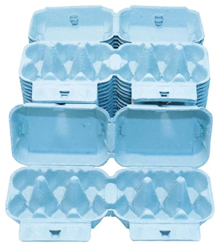 Home Centre Egg Boxes Trays 30 Pieces, Holds 6 Eggs, Recyclable, Blue | Biodegradable cardboard egg trays, reusable egg storage, for home, farm or transport, 30-pack