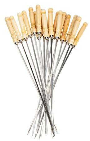 TOYANDONA 18 Stück Edelstahl Schaschlikspieße 40cm Mit Holzgriff Für Camping Grillparty Lagerfeuer Grillzubehör Mehrzweck Spieße Für Fleisch Gemüse Meeresfrüchte