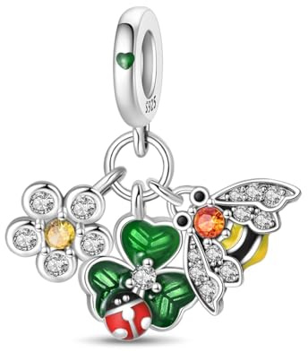 Nbsameng Bee Flower Charm Bead Fits European Bracelets