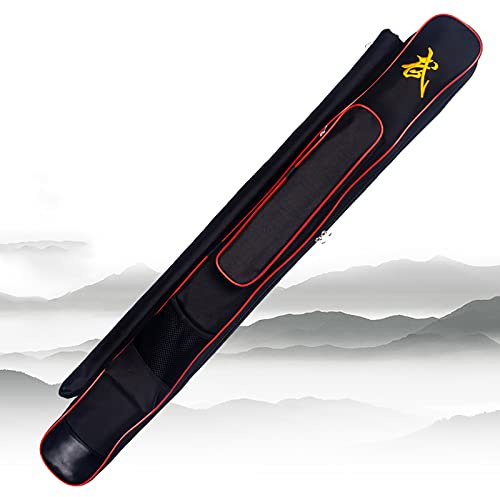 Kinesiskt kung fu svärd Oxfordtyg med dubbla lager Wushu-svärd, bärväska for klubbor, alternativ svart (röd/silverkant)(Black (Red Edge),B)