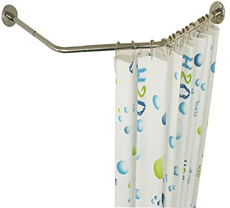 YYLMKMFC Einfache Montage, verstellbare Duschvorhangstange for Eck- und Deckenbefestigung, Gebogene Stange, ohne Bohren, verdickt, teleskopierbar(A 45-75x45x45-75 cm)
