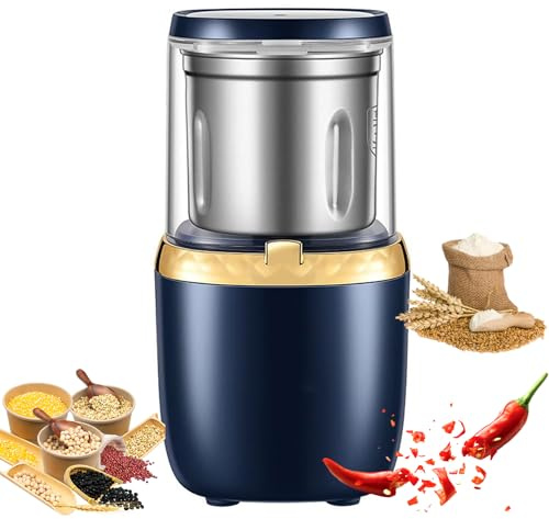 Molinillo eléctrico de grano pequeño para hierbas, acero inoxidable, ideal para moler nueces, granos, maíz y sésamo