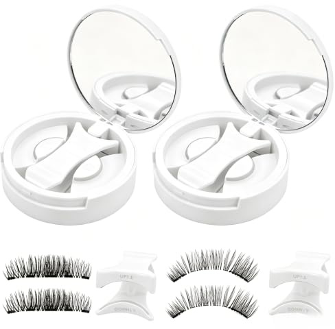 Pestañas Magnéticas - 2 Juegos Pestañas Postizas con Iman, Magnetic Lashes sin Pegamento, Look Natural, Extensiones de Pestañas Reutilizables