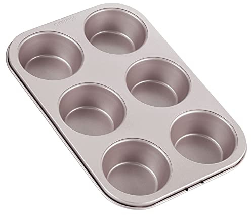 CHEFMADE Muffin Moule À Gâteau, Ustensiles de Cuisson antiadhésifs à 6 cavités pour la Cuisson au Four (Or Champagne)