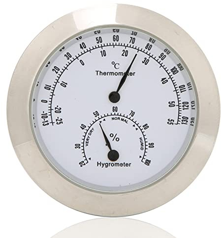 Digital Thermometer Hygrometer, Guitar Thermometer Hygrometer Round Digital Violin Humidity Temperature Meter for Instrument Care (Sliver) Cleaning Repair Maintenance