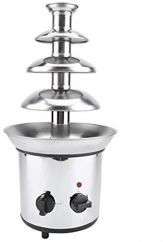 Ausla 4-Tier Chocolate Fountain, Stainless Steel Fondue Machine with Hot Melting Pot Base, 220V UK Plug