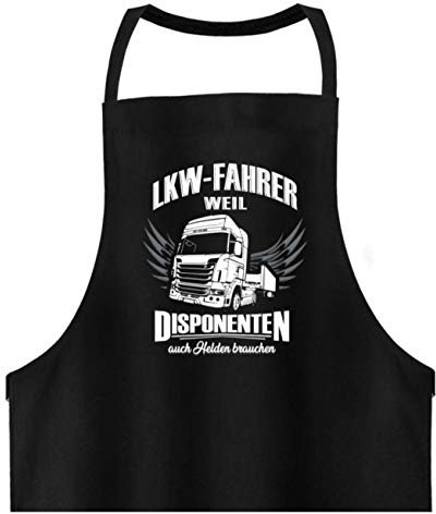 Galeriemode Geschenk für LKW Fahrer - Hochwertige Grillschürze -Einheitsgröße-Schwarz