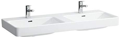LAUFEN Pro S Double lavabo, sans Trou pour Robinet, avec trop-Plein, 1200x460, Blanc, Coloris: Blanc - H8149660001091