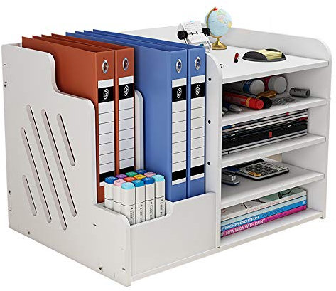 BlayaAdd Weißer Schreibtisch-Organizer, Mehrzweck-Schreibtisch-Dokumentenablage, Organizer, Aufbewahrungsregal, Regal für Zuhause, Büro, Schule (PB07-3)