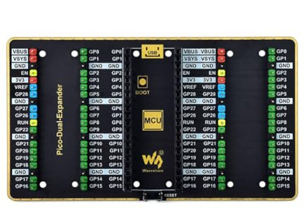 Dual GPIO Expander for Raspberry Pi Pico Board, Two Sets of Male Headers for Directly Connecting Expansion Modules