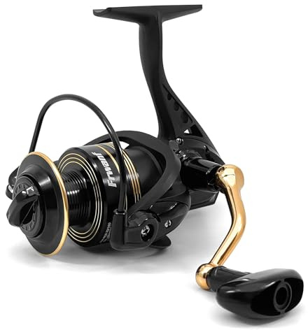 Frwanf Snurrande rulle, sötvatten och saltvatten snurrande fiskerulle, lätt kropp, 5.0:1 utväxlingsförhållande, 4 rostfritt stål BB ultraslätt, max 6 kg koldrag, metallspole och handtag.