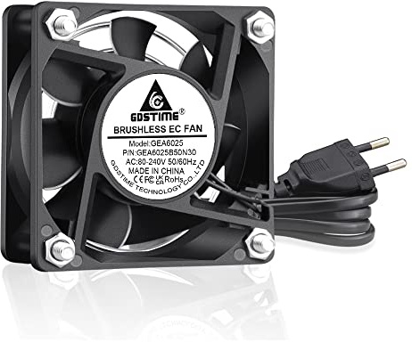 GDSTIME 60mm Lüfter 220V EC 230V 60 x 25mm Axiallüfter Dual Kugellager | pc lüfter 60mm 230v lüfter 220v 60x60x25mm 5000 U/min für Lüfteraustausch Belüftung