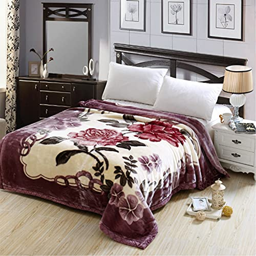 Zoomlie Einzel-/Doppelbett, große Bettdecke, Raschel-Samt, warme Decke und Steppdecke, doppelt dicke Sofadecke für Schlafzimmer, Sofa/Couch/Settee-Hotel (Stil 2,150 x 200 cm)