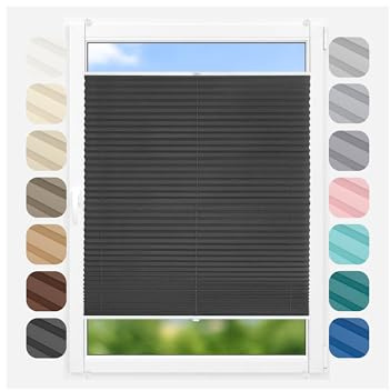 Birrke® Plissee Ohne Bohren Klemmfix 140x100 cm - Fenster Plisseerollo mit Bequemer Oben-Unten Funktion - Plissees für Sonnenschutz und Sichtschutz - Einfache Montage - Soothing Twilight, Grau