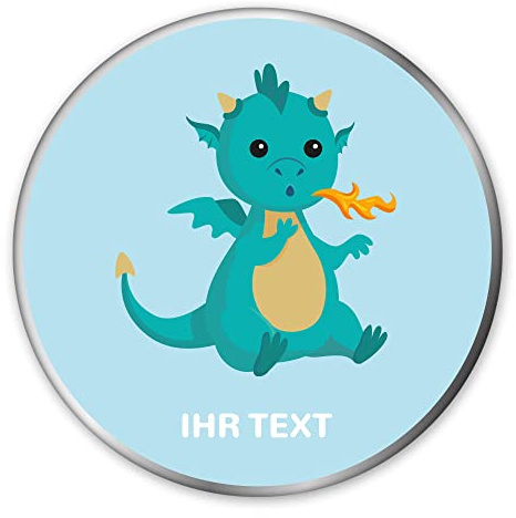 Personalisierte Metalldose rund 15x5 cm Drache mit Namen – für Kinder | Aus Metall, bedruckte Geschenkdose, Keksdose, Vorratsdose für Kekse, Plätzchen, Kaffee, Tee, Schmuck und mehr