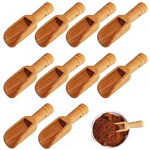 Cunz-22 Holzlöffel Set - 10 Stück Mini Löffel für Salz, Gewürze, Süßigkeiten, Pulver, Waschmittel - Baby Löffel und Tee Schaufel für Badesalz