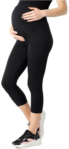Be Mammy Dam 3/4 Bio-Bomull Graviditet Leggings BLV50-183 (Svart, S)