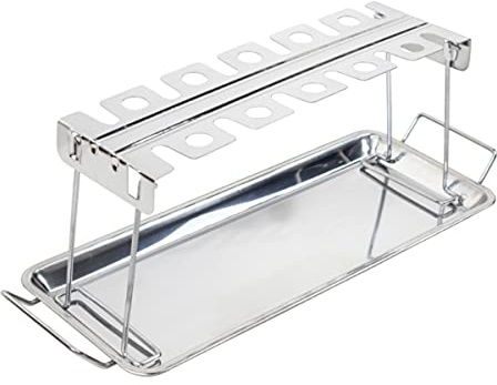 SANTOS Hähnchenschenkel Halter - Chicken Wings Rack - Edelstahl - 43 x5,8 x15,3 cm - vielseitig - Gemüse & Geflügel-Halter für Grill oder Backofen