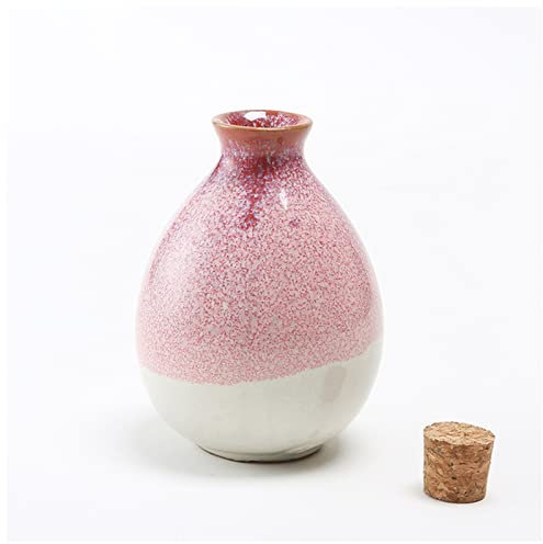 Hip Flask 250ml Sake Distribution Wine Pot Liquor Warmer Household Ceramic Bottle Barware Flagon Small Stoup Pot With Cork Hip Flasks For Women (Size : Pink)