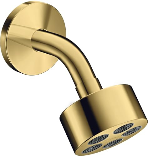 hansgrohe AXOR One Duschkopf 75 1 Strahlart wassersparend mit Brausearm, Ausladung 116 mm, 48490990, Farbe: Polished Gold Optic
