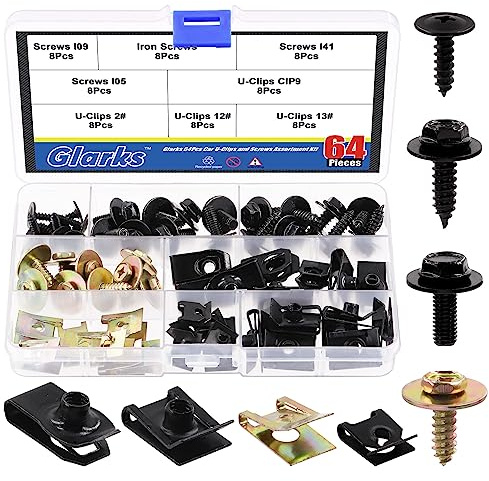 Glarks Assortiment de 72 pièces de 9 tailles différentes pour boulons et écrous de voiture