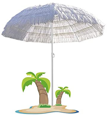 KIMBIE 180cm Parasol Paille Extérieur Hawaïen Petit Parasol Balcon Inclinable Parasol Plage Pliable Réglable en Hauteur Parasols De Jardin Protection UV Imperméable,avec 8 Baleines(sans Base)