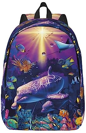 KoNsev Netter Dolphin Laptop-Rucksack, Reiserucksack, Arzttasche, schwarz, Rucksack, stilvoll, leicht und funktional, Schwarz , S