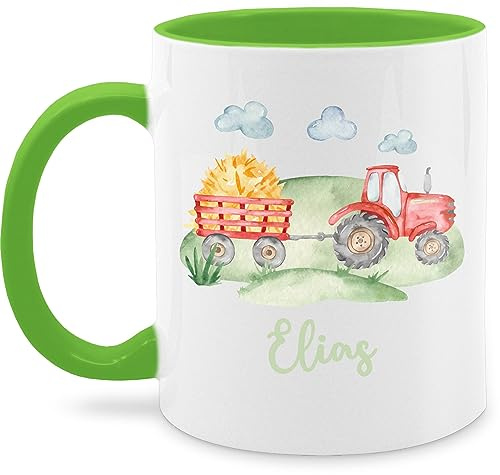Tasse Tassen 325ml - Traktor Trecker Bauer Schlepper Landwirtschaft Bulldog - 325 ml - Hellgrün - personalisierte geschenkideen für landwirte traktoren tractor kaffeetasse kindertasse keramik