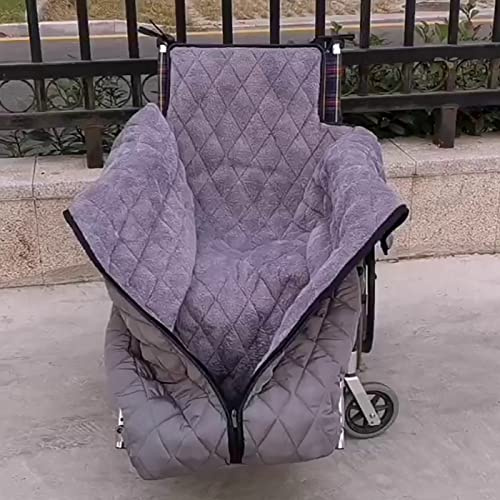 TEMKIN Winter Thicken Wheelchair Warmer Blanket, Windproof Fleece Lined Cozy Leg Cover with Zipper for Leg Lower Body Warm for Elderly Patients and Disabled