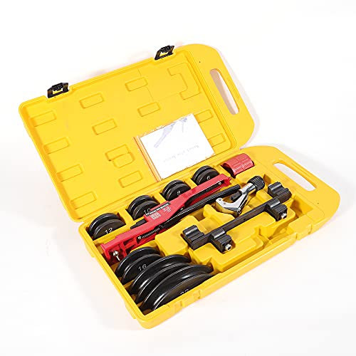 Cintreuse manuelle pour tubes en métal - Cintreuse de tubes en acier inoxydable - Cintreuse de tubes à main - Machine à cintrer hydraulique - Kit manuel en cuivre - Acier au carbone - Avec matrices de