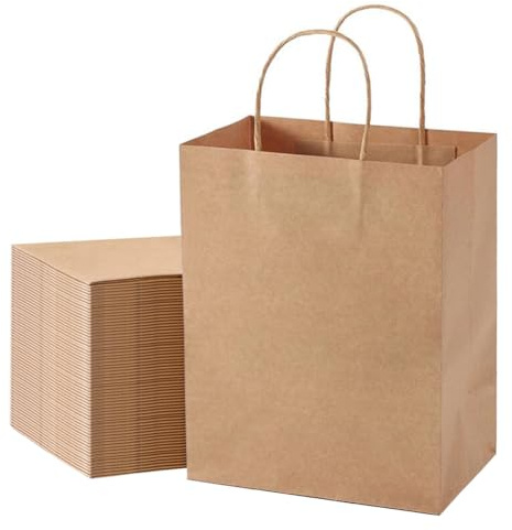 30 Piezas Bolsa de Papel Kraft con Asa 27 × 21 × 11 cm Bolsa de Papel para Envolver Regalos de Marrón