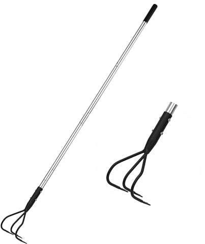 YEELOR Multifunctional Garden Cultivator, 3 Prong Cultivator Long Handle, Garden Hand Tiller with 55 Inch Adjustable Handle, Garden Weeding Tools for Cultivating, Loosening Soil and Weeding