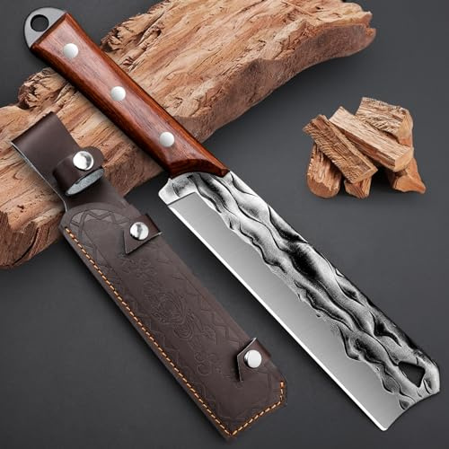 Machete with Sheath for Cutting Trees Heavy Duty, for Yard Work and for Bushcrafting Knife Sickle for Clearing Brush Garden Tools Construction Blade (Silver Black)