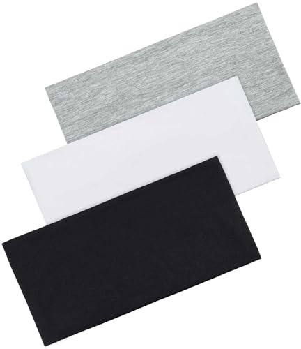 Blooms Stirnband Damen Sport, Baumwolle Haarband Schwarz Herren - 3er Pack Headband Unisex für Yoga, Fitness, Laufen & Gym, Atmungsaktiv & rutschfest