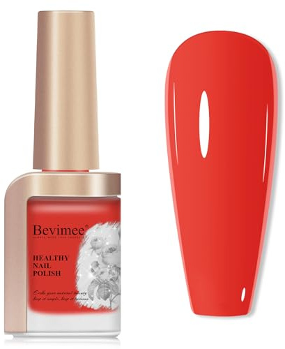 Bevimee Nail Polish, Air Quick Dry, Bright Red Color Nail Lacquer Non-Gel Fast Drying Nail Art Polish, Nail Pigment Oil-based Jelly Fingernail Concealer Polish, 1PC 12ML Long Last